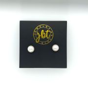 White Button Sterling Silver Stud Earrings