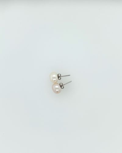 White Button Sterling Silver Stud Earrings