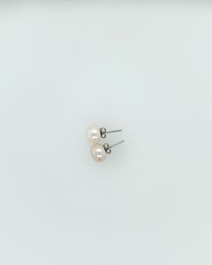 White Button Sterling Silver Stud Earrings