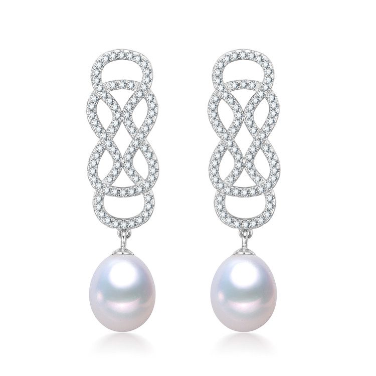 Caroline - Dangle Fresh Water Pearl and Sterling Silver Earrings