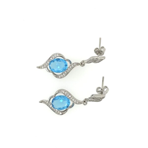 Maryam B - Dangle Crystal Earrings with Blue Stone