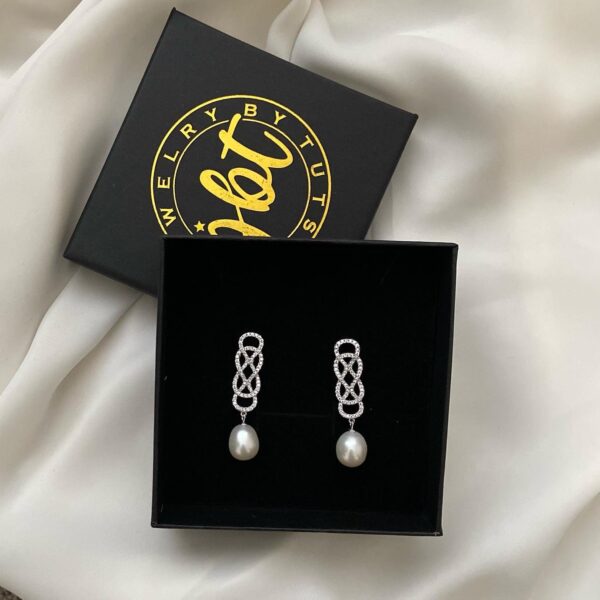 Caroline - Dangle Fresh Water Pearl and Sterling Silver Earrings - Image 3