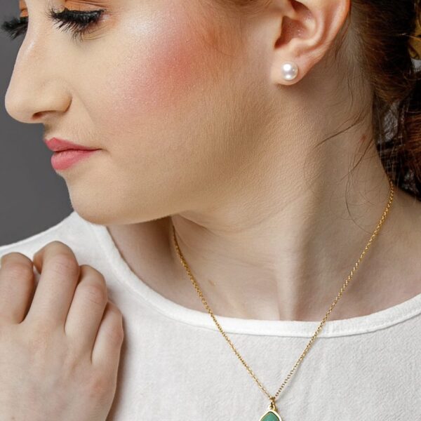 Natural Green Aventurine Geometric Necklace - Image 2