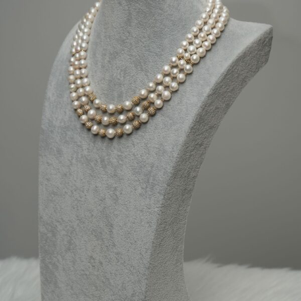 Tami - Elegant 3 Layer Freshwater Pearl Necklace - Image 5