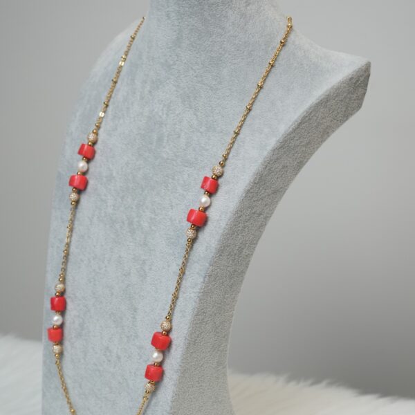 Lota - Elegant Freshwater Pearl and Coral Necklace - Image 2