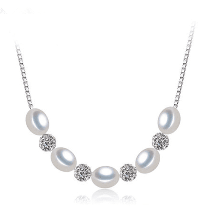 Tara - Fresh Water Pearls Necklace with Zirconia Studded Balls