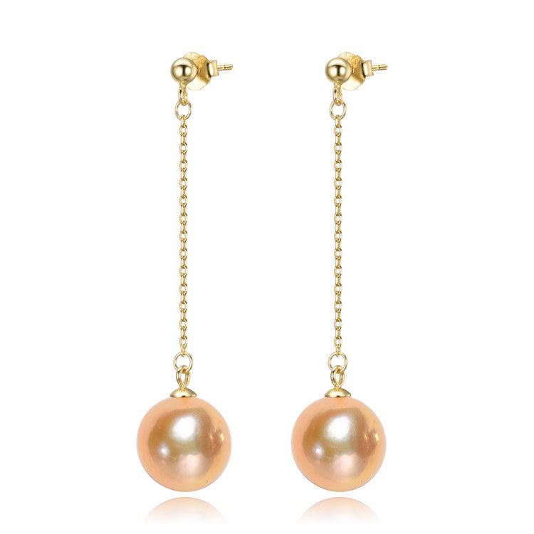 Irene G -  Long Gold Baroque Shaped Pearl Earrings