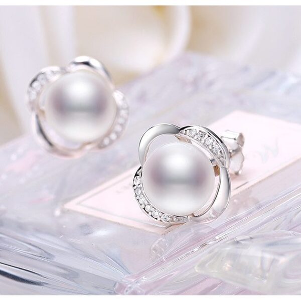 Laura - Fresh Water Pearl Button Earrings - Image 4