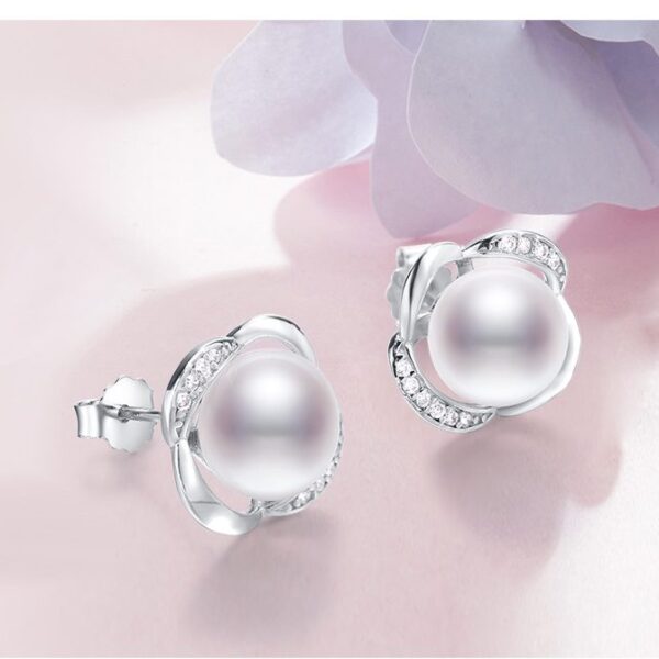 Laura - Fresh Water Pearl Button Earrings - Image 3