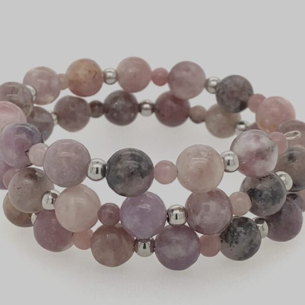 Farrah L - Multilayered Bracelet in Lepidolite Stones