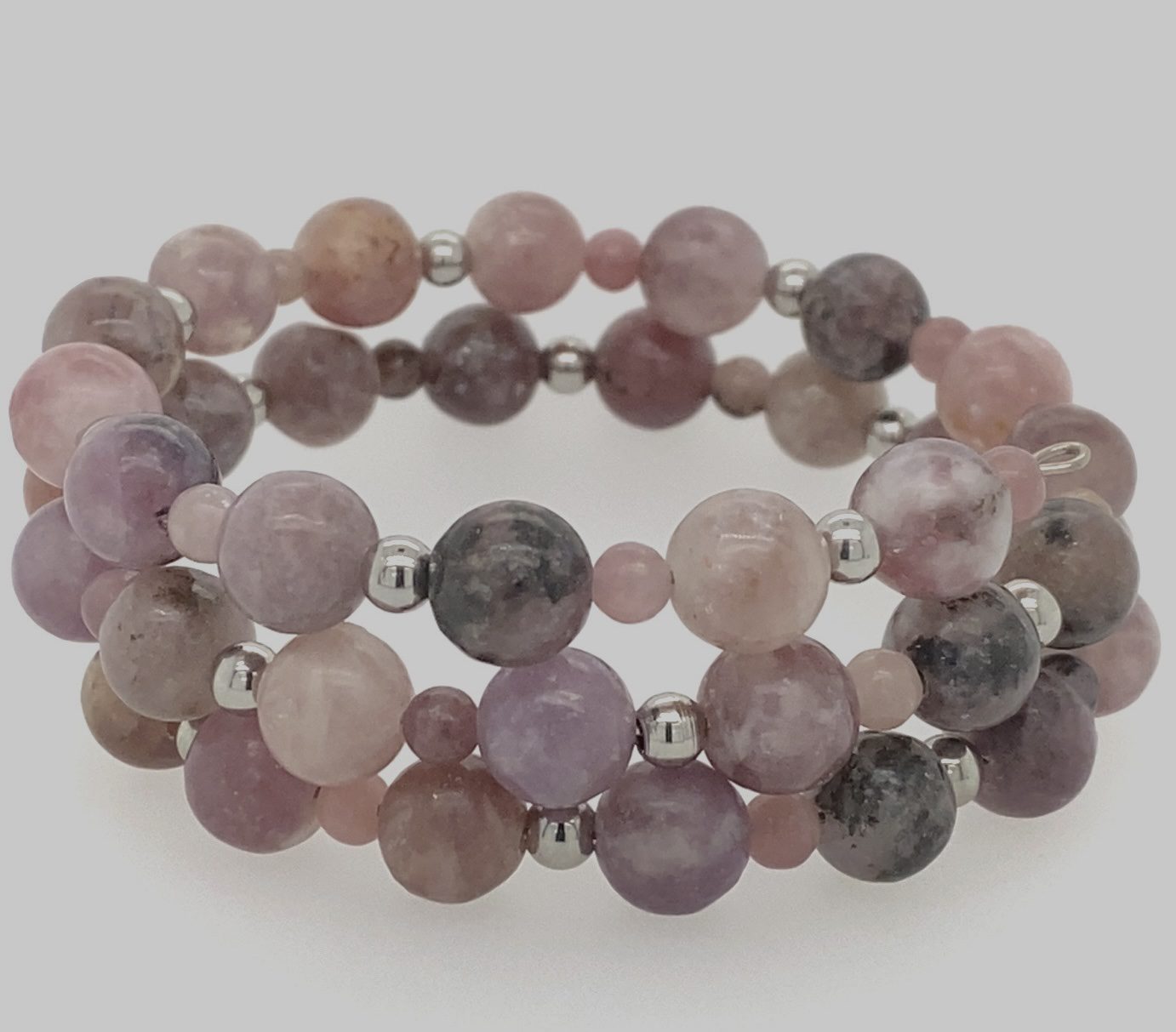 Farrah L - Multilayered Bracelet in Lepidolite Stones