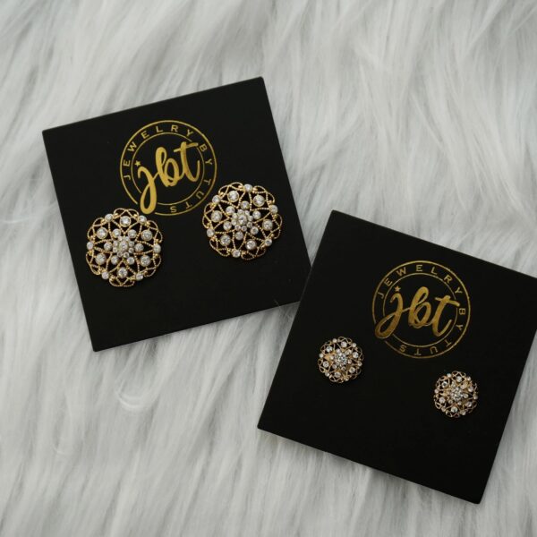 Aurora - Gold Zirconia Stud Earrings - Image 2