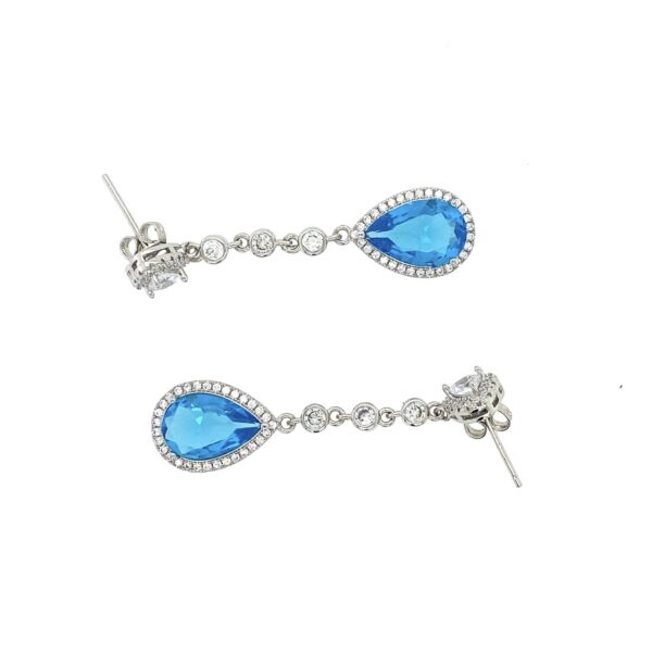 Vandana B- Teardrop Crystal Earrings with Blue Stone - Image 3
