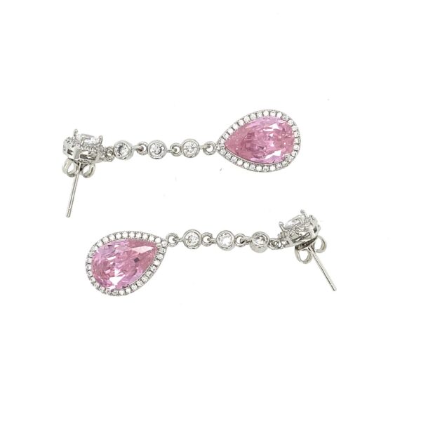 Vandana P- Teardrop Crystal Earrings with Pink Stone - Image 3