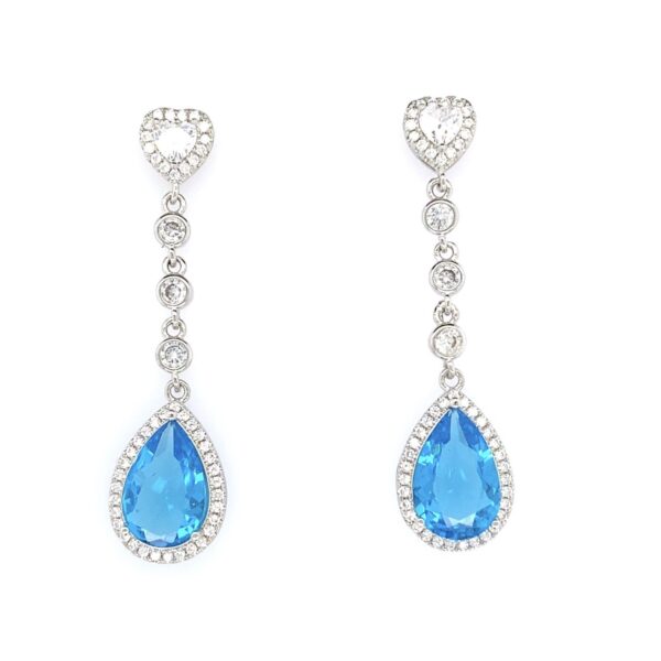 Vandana B- Teardrop Crystal Earrings with Blue Stone - Image 2