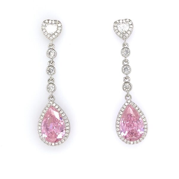 Vandana P- Teardrop Crystal Earrings with Pink Stone - Image 2