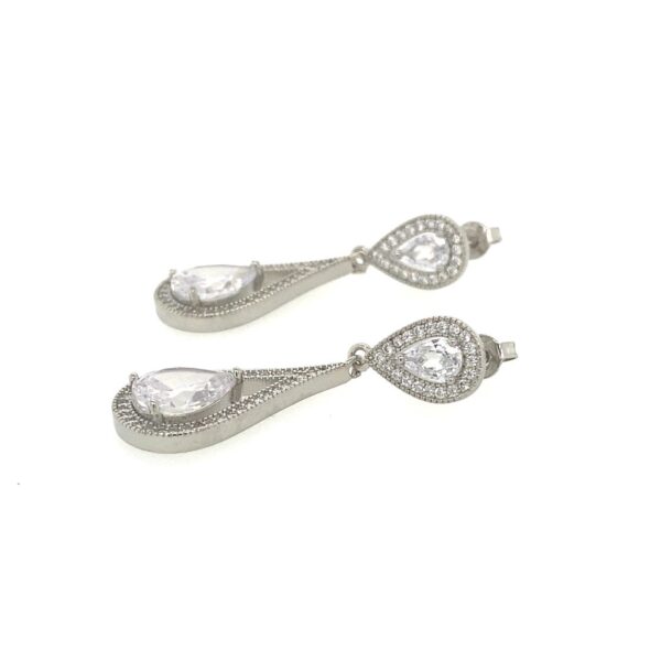 Gaia - Long Teardrop Dangle Crystal Earrings - Image 3