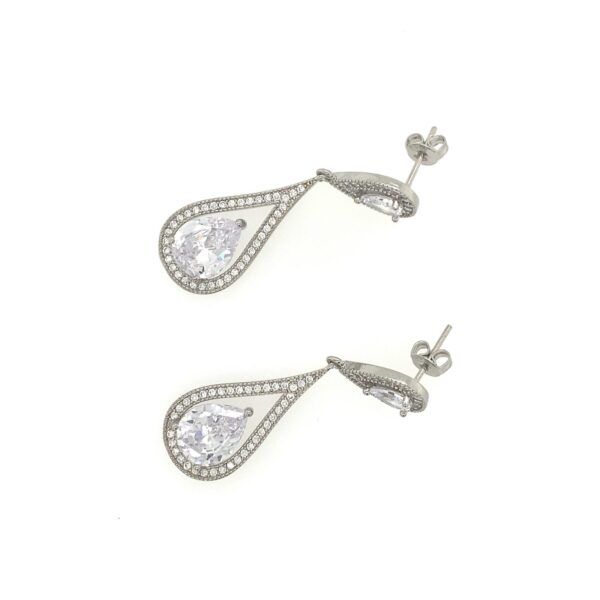 Gaia - Long Teardrop Dangle Crystal Earrings - Image 2
