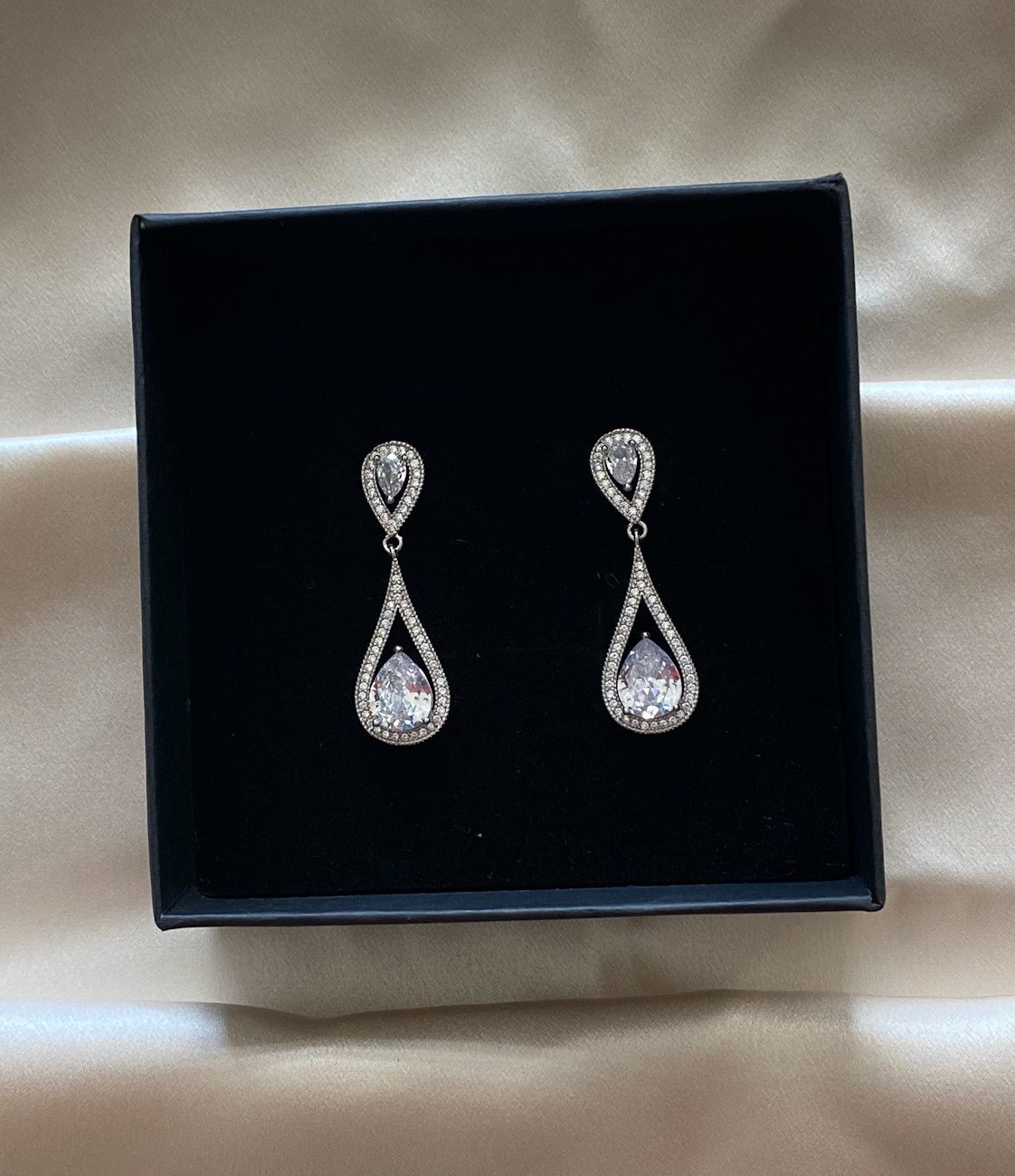 Gaia - Long Teardrop Dangle Crystal Earrings
